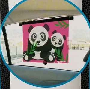 4/$15 🌻 WHO-RAE Pink Panda Bear Suction Cup Kids Pull Down Car Sun Blocker